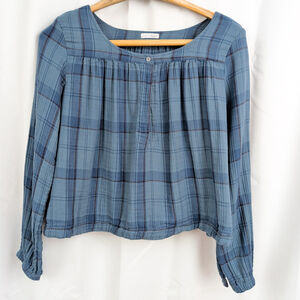 Free People CP Shades USA Made Plaid Double Cloth Top Large.
